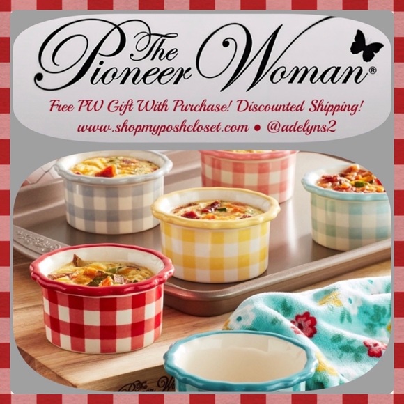 🍥🎉🪅 Host Pick 🌺 New Pioneer Woman 6 Gingham Novelty Farm Animals Ramekins - Picture 4 of 12